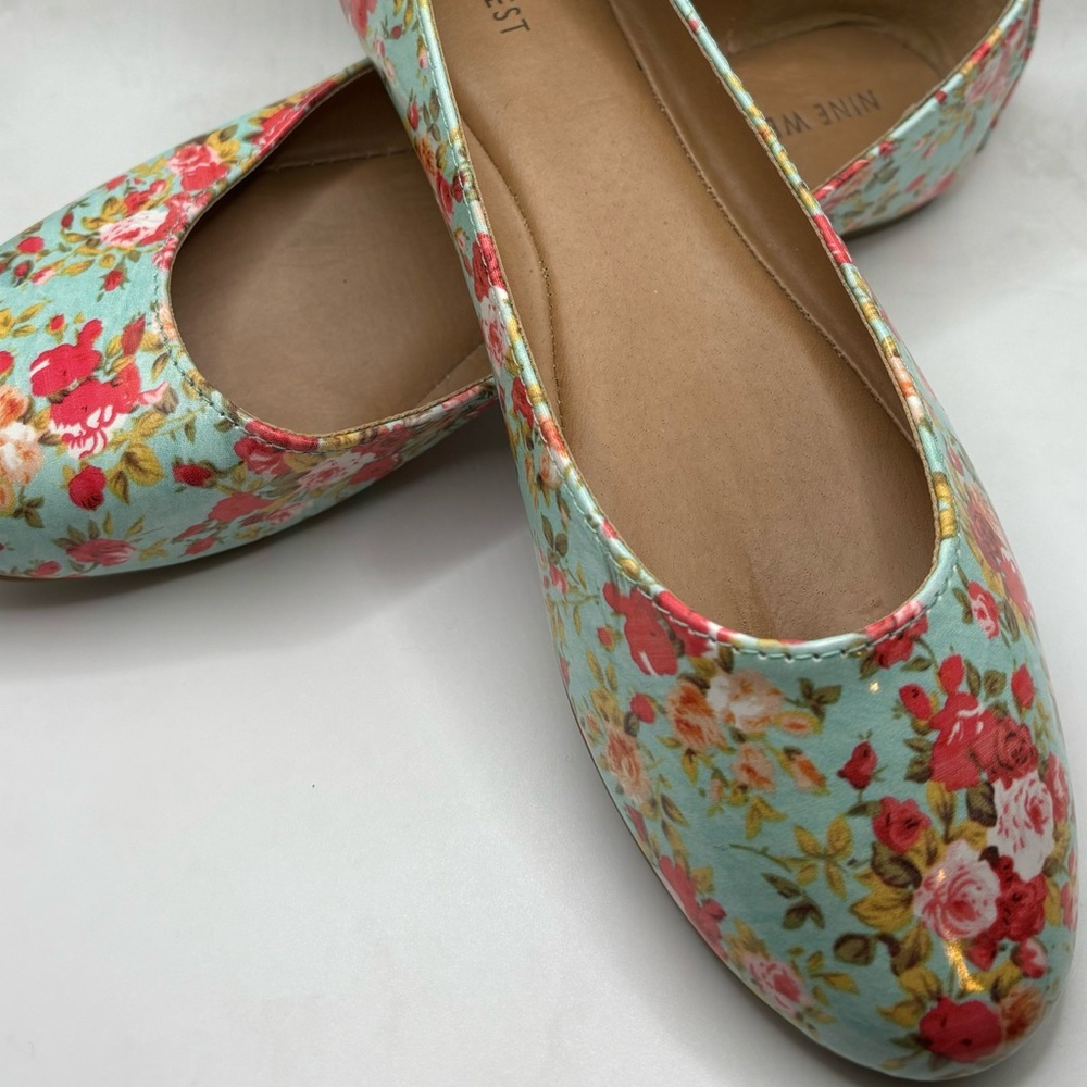 9 West Flower Print Ballet Flats